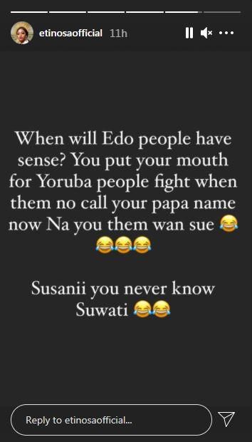 Idemudia believes Israel DMW should have stayed away from DJ Cuppy and Zlatan's beef. [Instagram/EtinosaIdemudia]