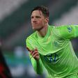Wout Weghorst, pictured on December 11, scored two goals as Wolfsburg moved into the third round of the German Cup