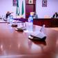 Vice President Yemi Osinbajo SAN, Prof Oramah CEO of AfreximBank, Mr Eric Monchu Intong,  Mr Ekene Uzor, Mr Peter Olowoni, Ms.Tekome Okoh and Mr. Chris Oshiafi during a courtesy visit to Vice President Yemi Osinbajo SAN at the Statehouse, Abuja. 17th A...