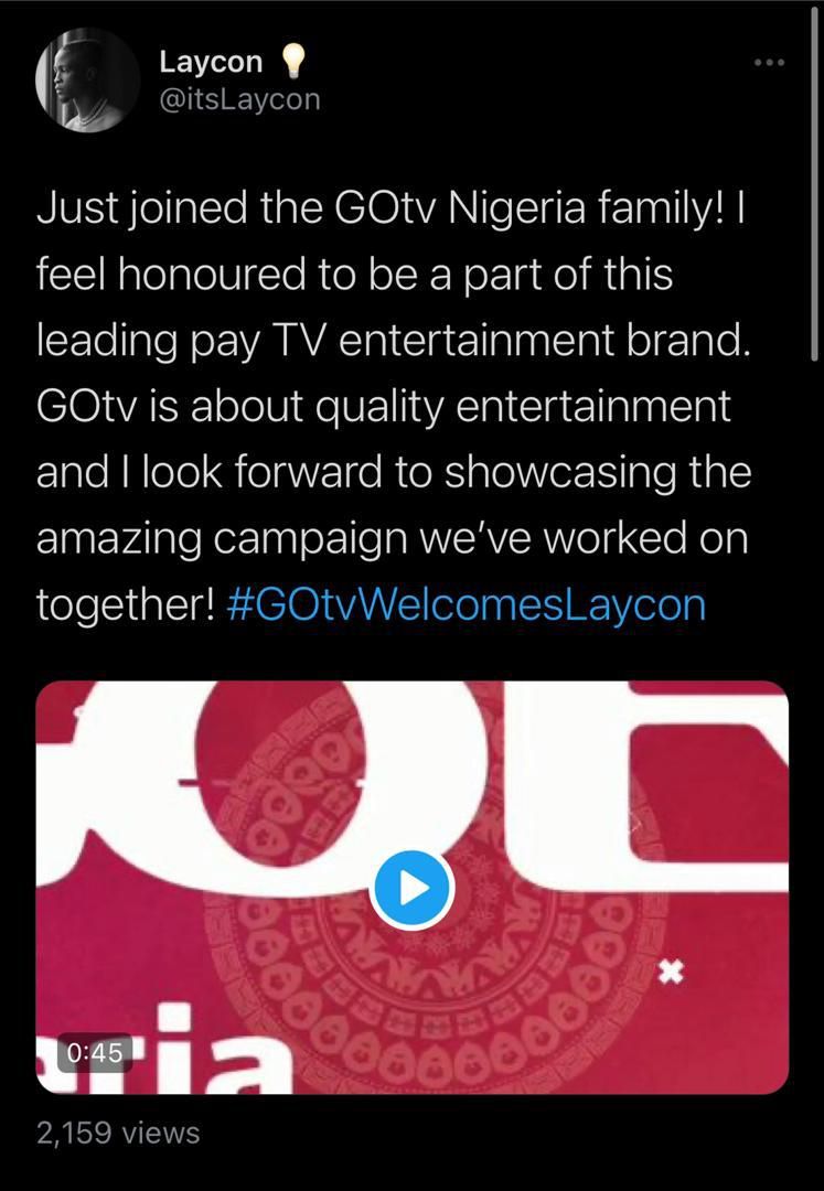 Congratulations Icons! Laycon is the new brand ambassador for GOtv