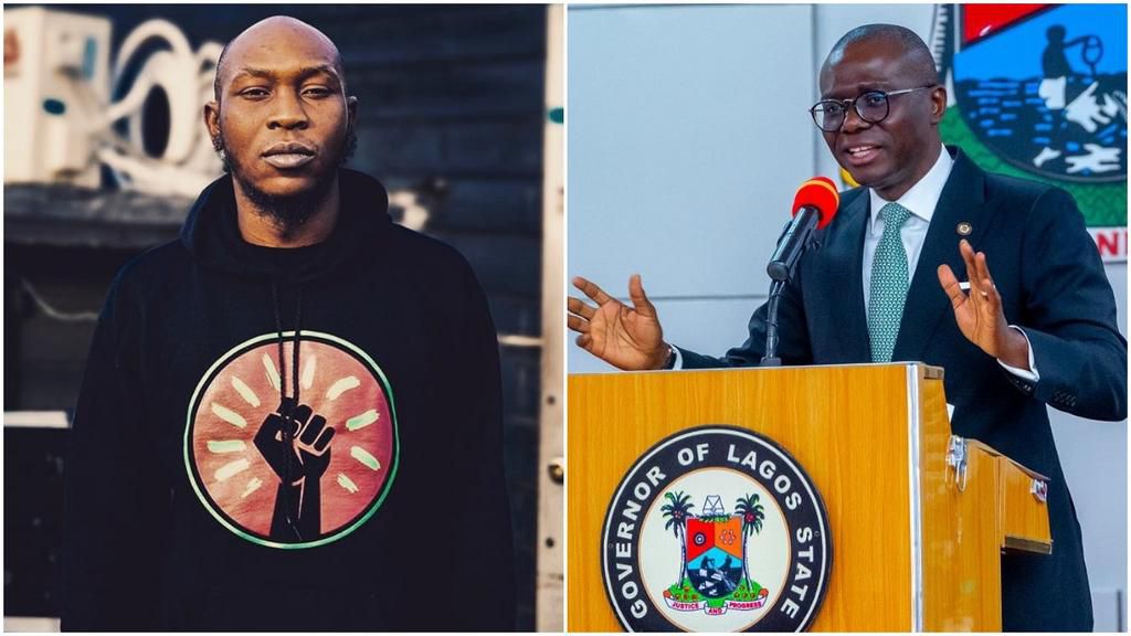 Music star Seun Kuti and governor of Lagos State Babajide Sanwoolu [Instagram/BigBirdkuti] [Instagram/BabajideSanwoolu]