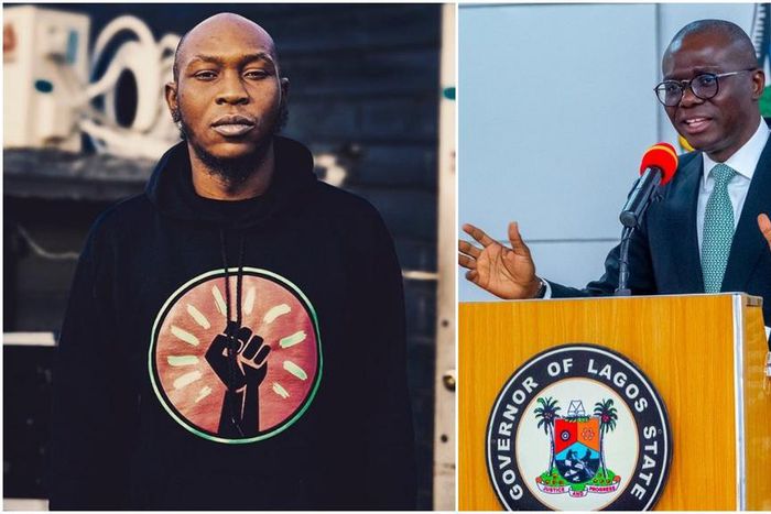 Music star Seun Kuti and governor of Lagos State Babajide Sanwoolu [Instagram/BigBirdkuti] [Instagram/BabajideSanwoolu]