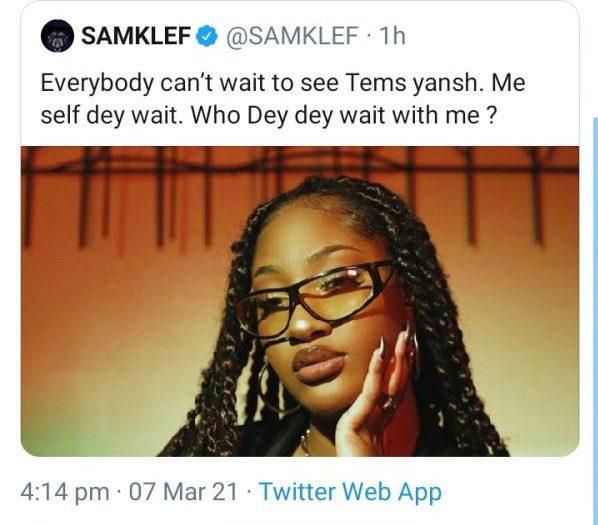 Sam Klef being derogatory in a now deleted tweet