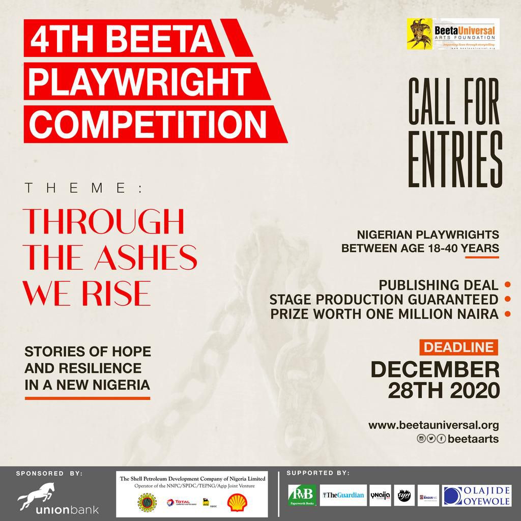 Here is how you can win prizes worth 1 million Naira and a publishing deal from the 4th Beeta Playwright Competition