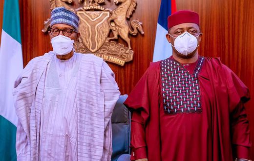 President Muhammadu Buhari with former minister, Femi Fani-Kayode [Presidency]