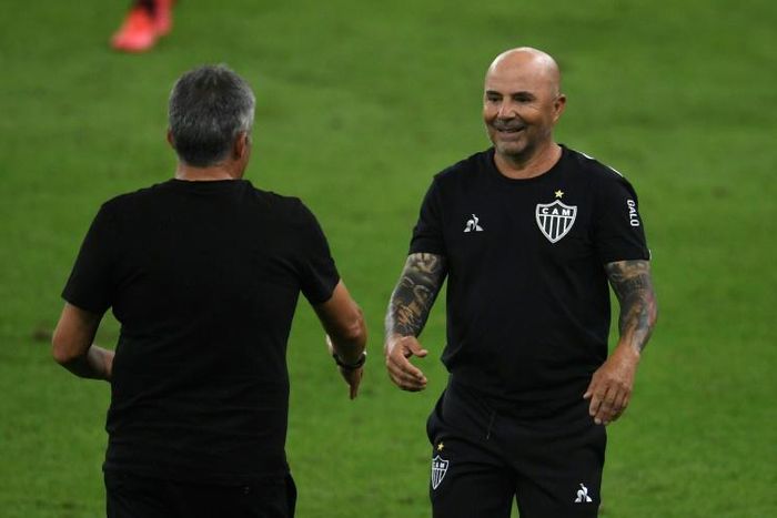Jorge Sampaoli (R) is believed to be close to taking over at Marseille after confirming his departure from Brazilian side Atletico Mineiro