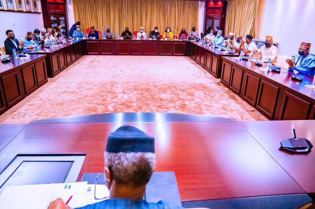 Vice President Osinbajo receives a delegation of the APC National Youth Lobby Group at the Presidential Villa on Monday, August 16, 2021 (Tolani Alli)