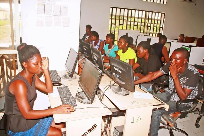 Students writing the JAMB mock exams at Mater Dei High School, Bayelsa.