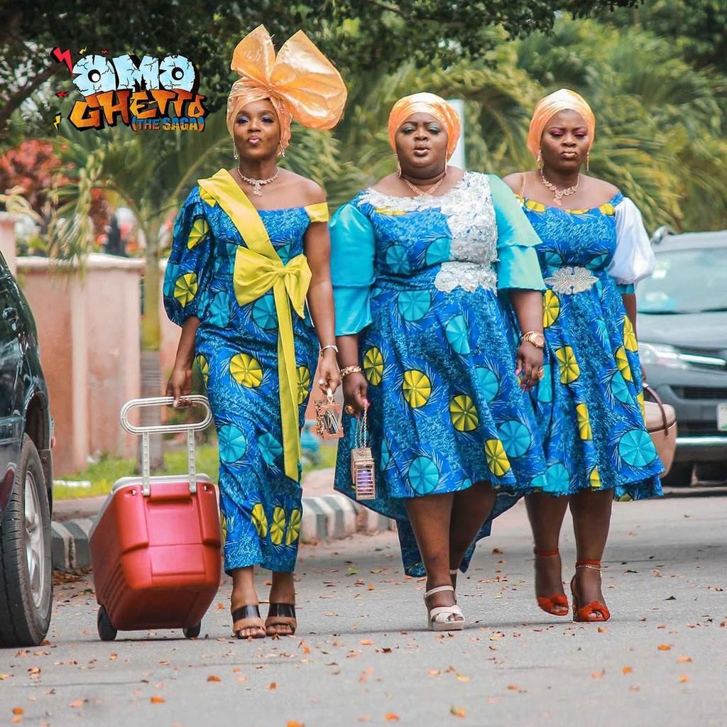 Chioma Akpotha, Eniola Badmus and Bimbo Thomas as Askamaya Bees [Instagram/@funkejenifaakindele]