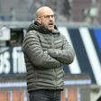 Leverkusen head coach Peter Bosz shows his frustration during their defeat at Eintracht Frankfurt