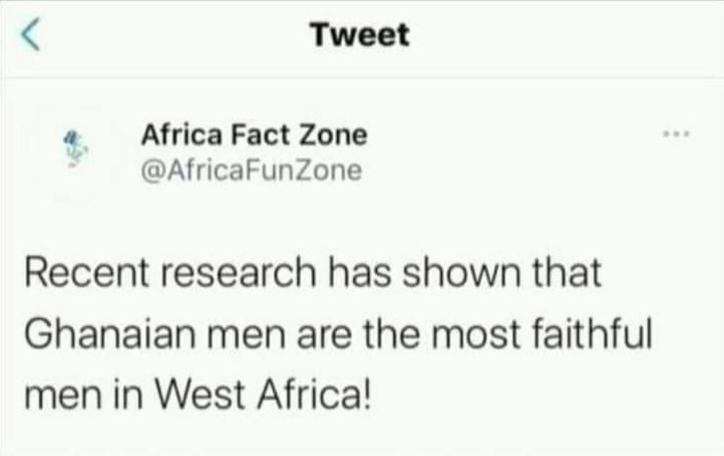 Ghanaian men are the most faithful in West Africa - Africa Fact Zone reveals