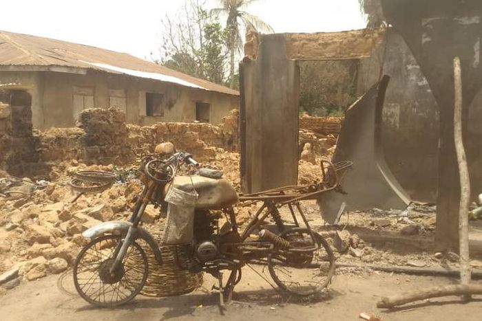 One of the properties destroyed by herdsmen at Asa a community that shares borders with Benin Republic. (Pulse)