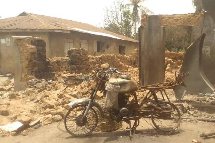 One of the properties destroyed by herdsmen at Asa a community that shares borders with Benin Republic. (Pulse)