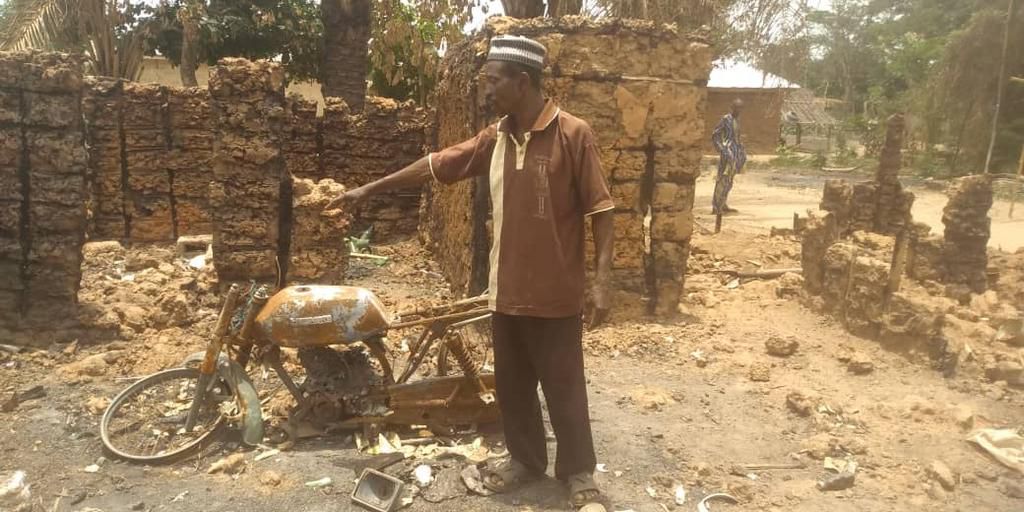 Chief Ebenezer Akapo's house and motorcycle were razed during the crisis. (Pulse)