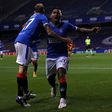Alfredo Morelos (right)was on target as Rangers thrashed Dundee United 4-1