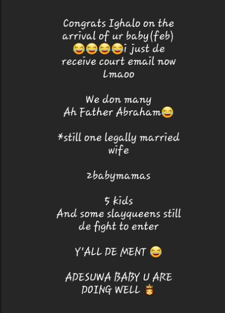 Odion Ighalo’s estranged wife alleges the footballer has fathered two babies out of wedlock  (Instagram)