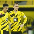 England winger Jadon Sancho (L) and Dortmund captain Marco Reus (R) have struggled to recapture their best form this season