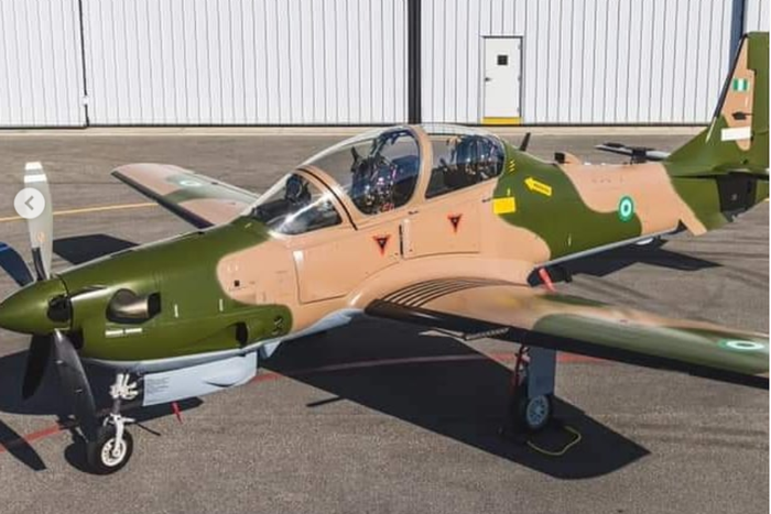 Nigeria's Super Tucano attack aircraft. [Instagram/buharisallau]