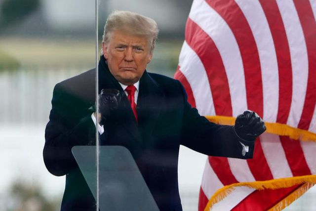 President Donald Trump greets the crowd at the "Stop The Steal" Rally on January 06, 2021 in Washington, DC.