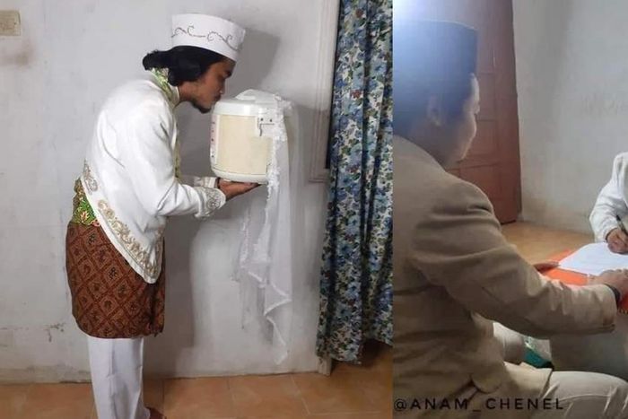 Man marries rice cooker and seals the union at the registry