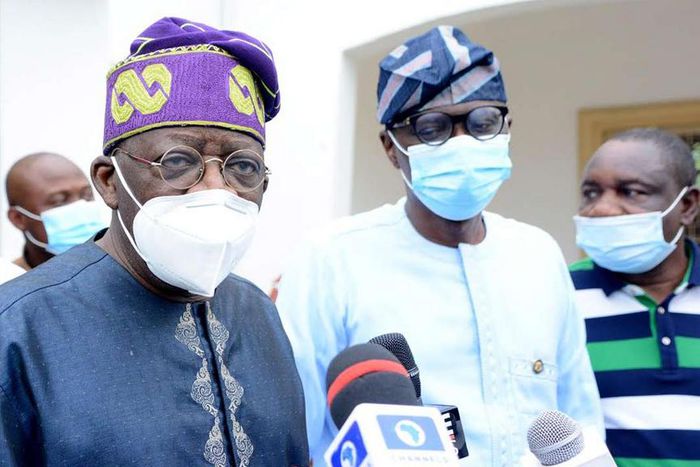 Bola Tinubu (Left) pays courtesy visit to Gov Sanwo-Olu after the carnage perpetrated by hoodlums in Lagos (Guardian)