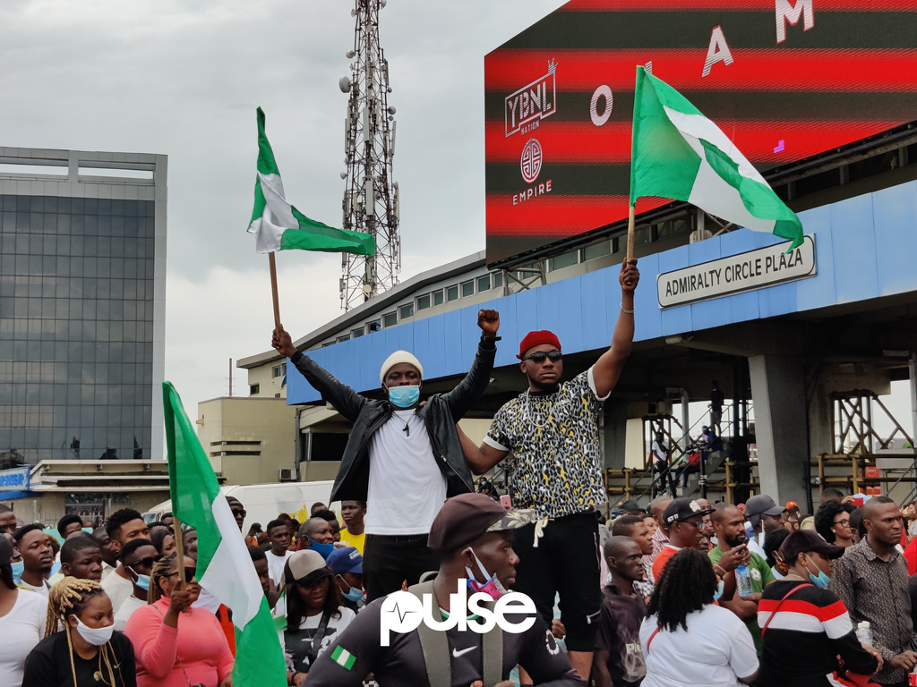 #EndSARS protesters at the Lekki Toll Gate, Lagos