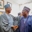 Former President of the Senate, Dr. Bukola Saraki and current Senate President, Dr. Ahmad Lawan. [Twitter/@DrAhmadLawan]