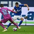 Moroccan international Amine Harit (R) of Schalke contests possession against Hoffenheim in the Bundesliga at the weekend.