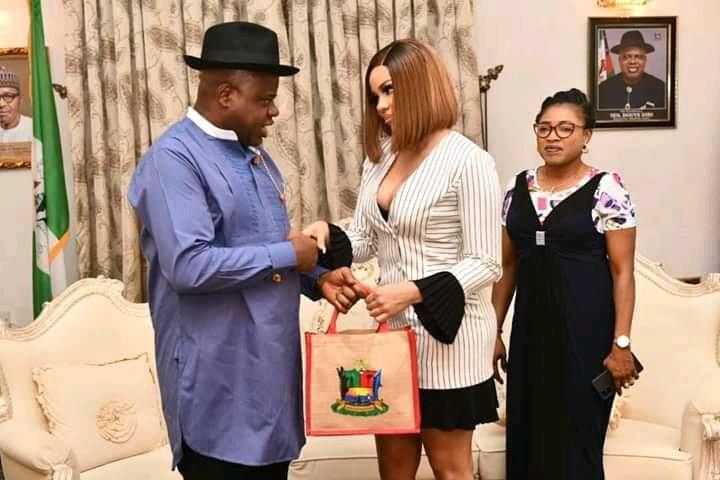 Nengi and Governor Diri back in November 2020 during her appointment as special assistant to the governor [AccelerateTV]