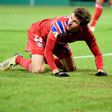Bayern Munich forward Thomas Mueller shows his frustration during Wednesday's shock German Cup defeat at Holstein Kiel
