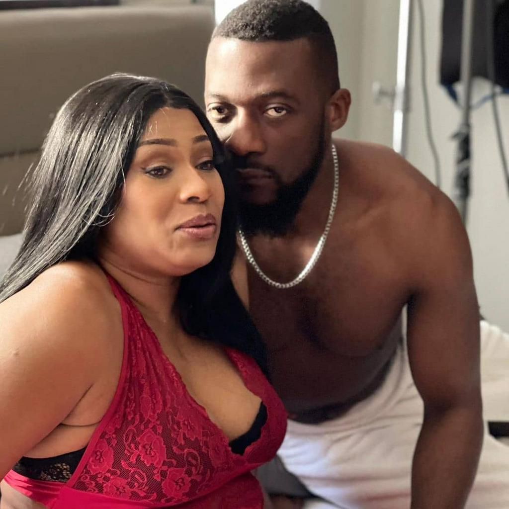 Regina Askia and Ramsey Nouah on the set of 'Web' [Instagram/@reginaaskia]