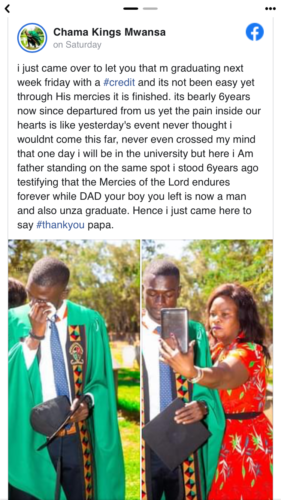 “I just came to say thank you papa” – Man dedicates university degree to late dad