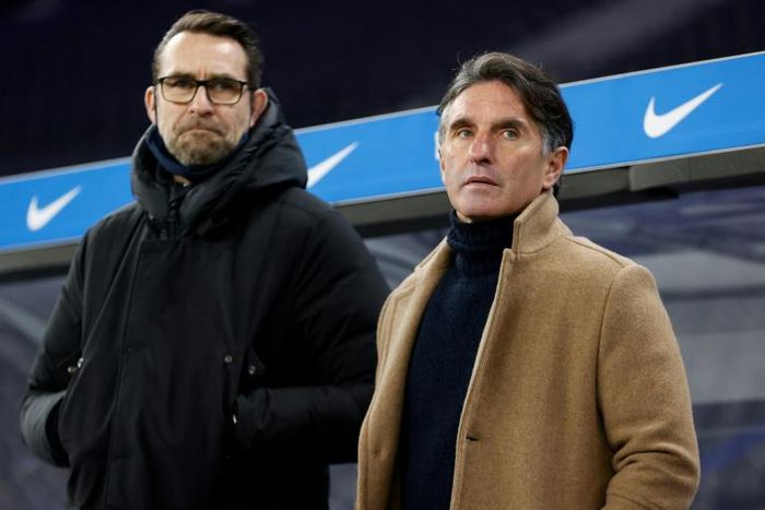 Hertha Berlin sacked both head coach Bruno Labbadia (R) and general manager Michael Preetz (L) on Sunday