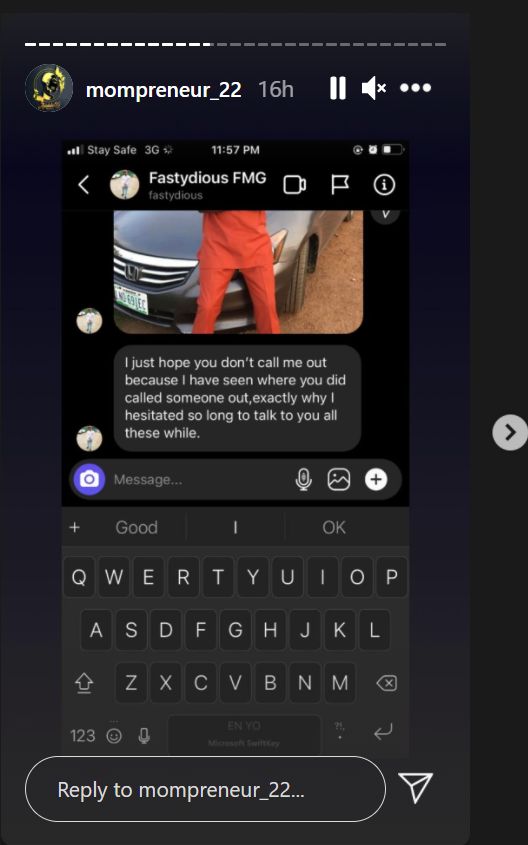 Model exposes chat with married man who offered half a million naira for sex. [Instagram/mompreneur22]