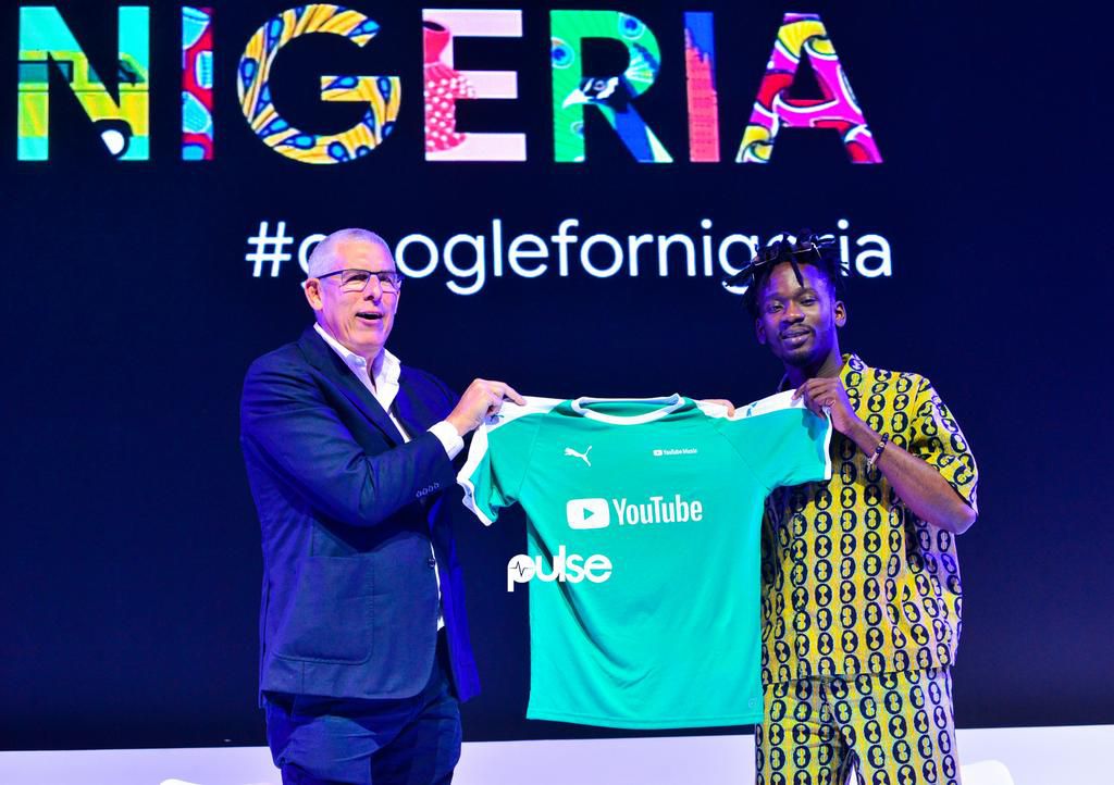 Lyor Cohen with Mr Eazi at the Google for Nigeria week where they announced the partnership between emPawa and YouTube Music