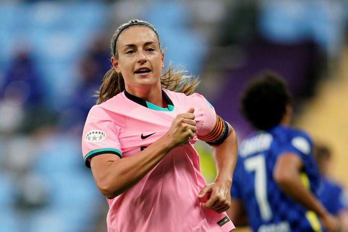 Spot on: Alexia Putellas scored Barcelona's second goal from the penalty spot in a 4-0 win over Chelsea in the women's Champions League final