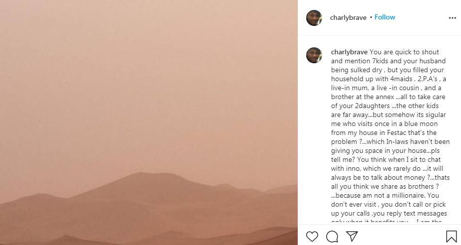 Charles says Annie has on several occasions locked out her mother-in-law from their house