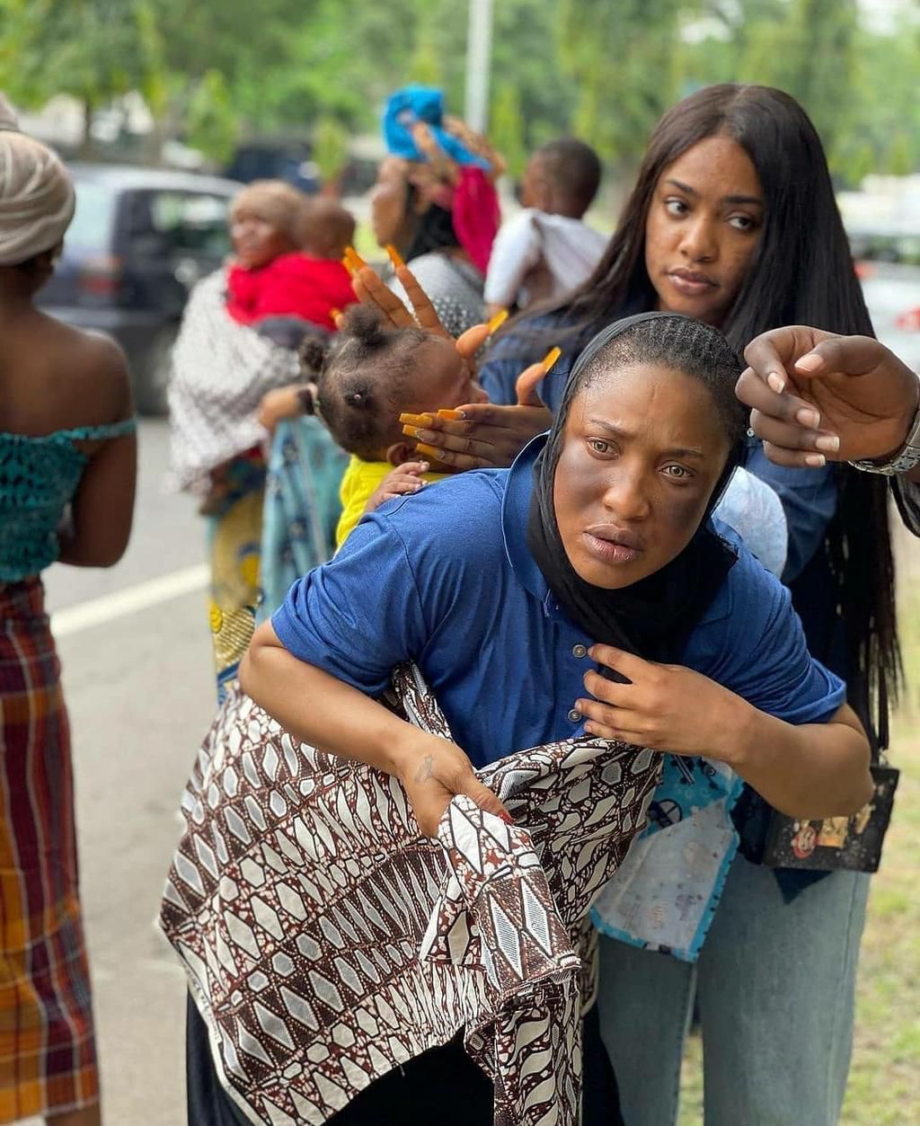 Tonto Dikeh on the set of 'Beggars Children' [Instagram/Tontolet]