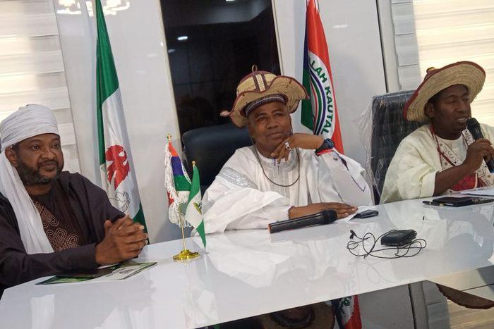 National Executive Members of the Miyetti Allah Kautal Hore Fulani Socio-Cultural Association, at the National Peace Summit and Investiture of Queen Mother Amina Temitope Ajayi, held at Uke, Karu, Nasarawa State. [NAN]