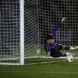 Newport County's goalkeeper Tom King in action