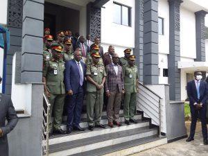 Gov.Godwin Obaseki of Edo poses with COAS, Lt.-Gen Farouk Yahaya with other senior army officers during his courtesy visit to Edo Government House on Tuesday in Benin. [NAN]