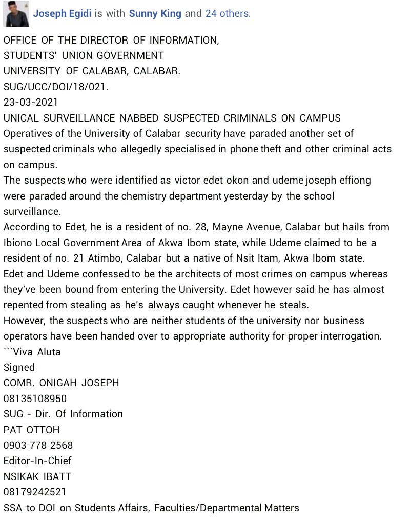 Suspected robbers pose for the cameras after being arrested by security operatives