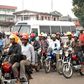 Okada riders protest incessant extortion, arrest by police in Lagos. [Independent]
