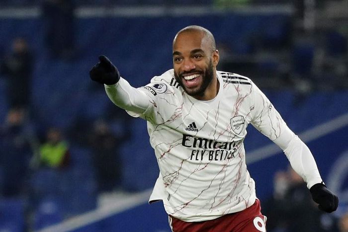 Super sub: Alexandre Lacazette came off the bench to score Arsenal's winner in a 1-0 victory at Brighton