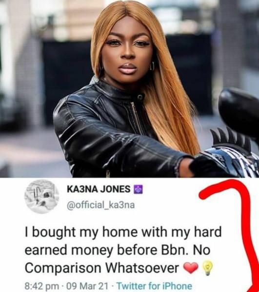 Ka3na tweets about buying her own home before Big Brother Naija [LIB]