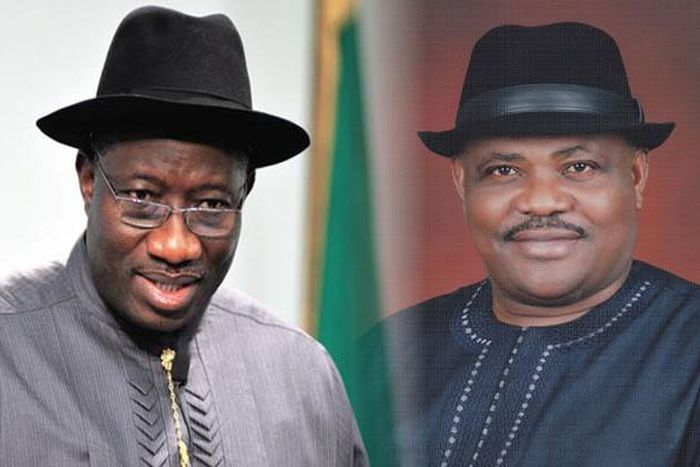 Former President Goodluck Jonathan and Rivers State Governor, Nyesom Wike. (PMNEWS)