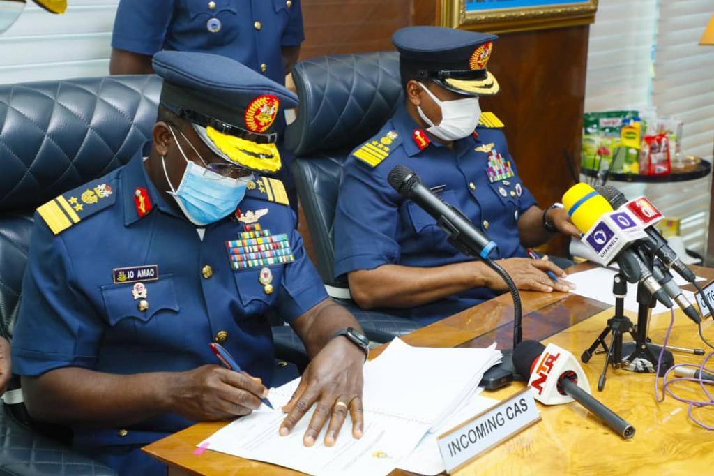 New Chief of Air Staff (CAS) AVM Oladayo Amao takes over from his predecessor, Air Marshal Sadique Abubakar. [Twitter/@CAS_IOAmao]