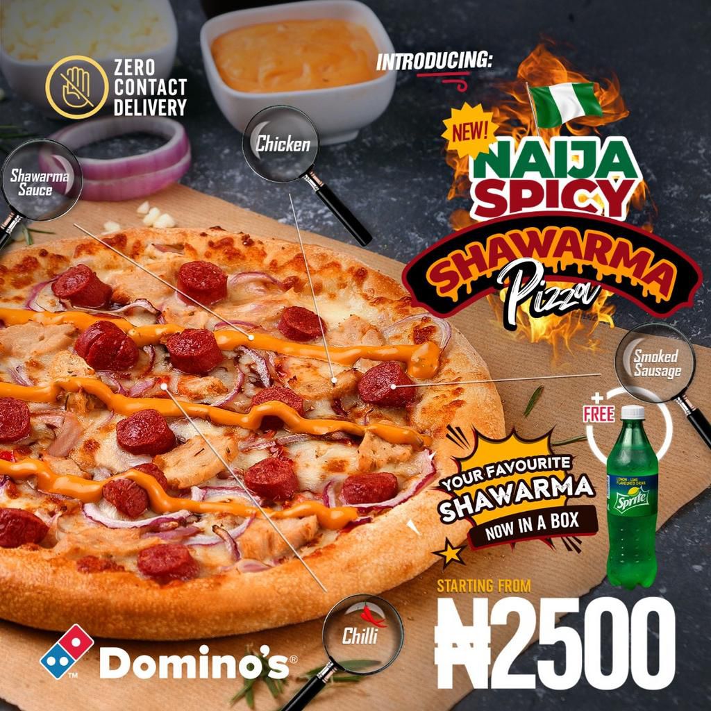 Experience the true spirit of Naija with the new spicy Shawarma Pizza & Shawarma Roll from Domino's Pizza!
