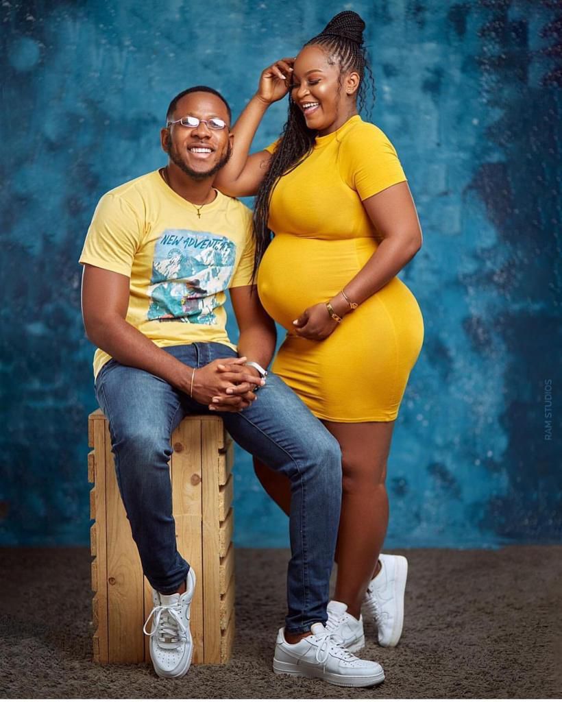 Aaron Adatsi and baby mama Eyram's baby bump photo
