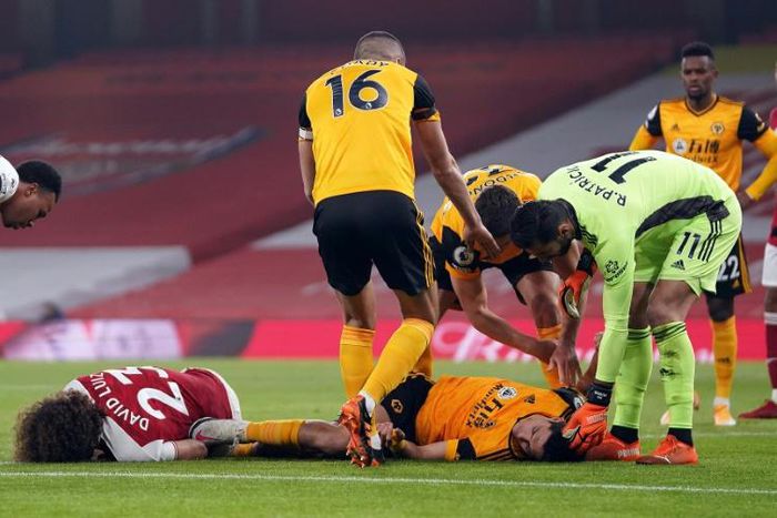 Wolves striker Raul Jimenez was injured against Arsenal